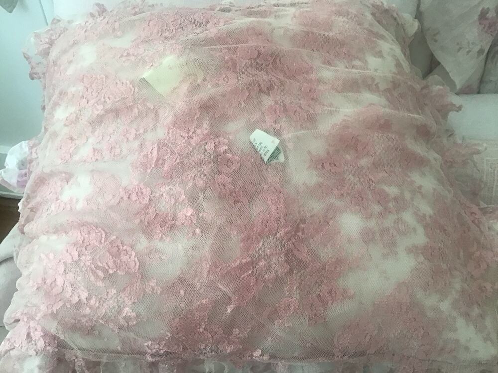 Bella Notte Lily Lace RARE Blush Pink ruffle Standard Queen Pillow Sham NWT